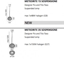 Meteorite suspension light dimensions